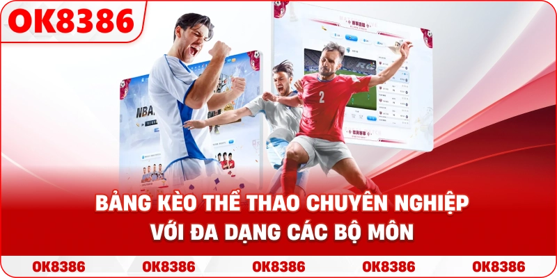 Hình ảnh giao diện bảng kèo thể thao chuyên nghiệp với đa dạng các bộ môn
